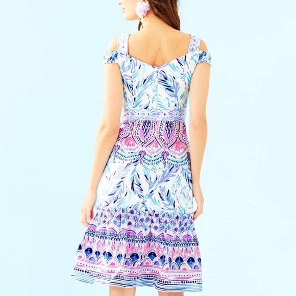 Lilly Pulitzer Iva Preppy Midi Fit Flare Multicolor Resort Wear Vacation Dress 0 - Picture 4 of 12
